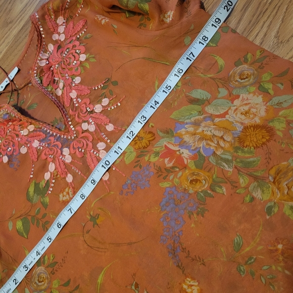 CABI Sheer Silk Floral Blouse, S - Picture 6 of 9